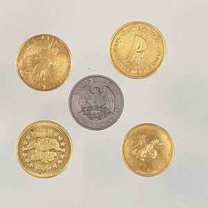 Vintage 5 Token Coin Lot Guardian Angel Eagle Stars Belmont Park Sawgrass Lanes